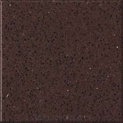 Sparkling brown quartz slab , brown mirror quartz stone